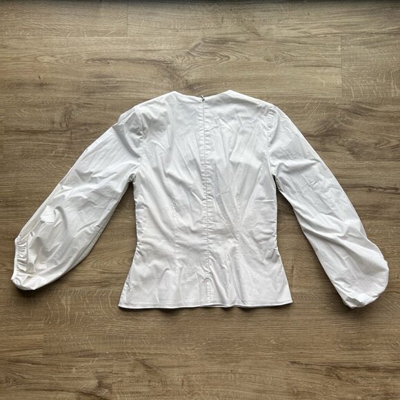 VALENTINA KOVA Womens Top White Cotton Bracelet Length Balloon Sleeve Blouse 2 - Picture 9 of 16